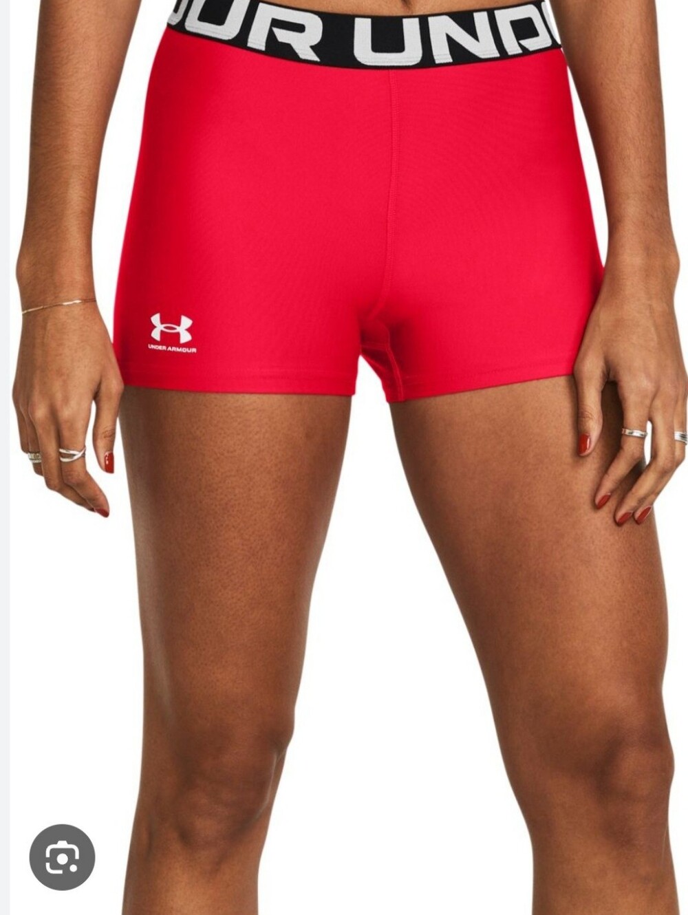 Under Armour Women's Red Compression Bike Shorts with Branded Waistband